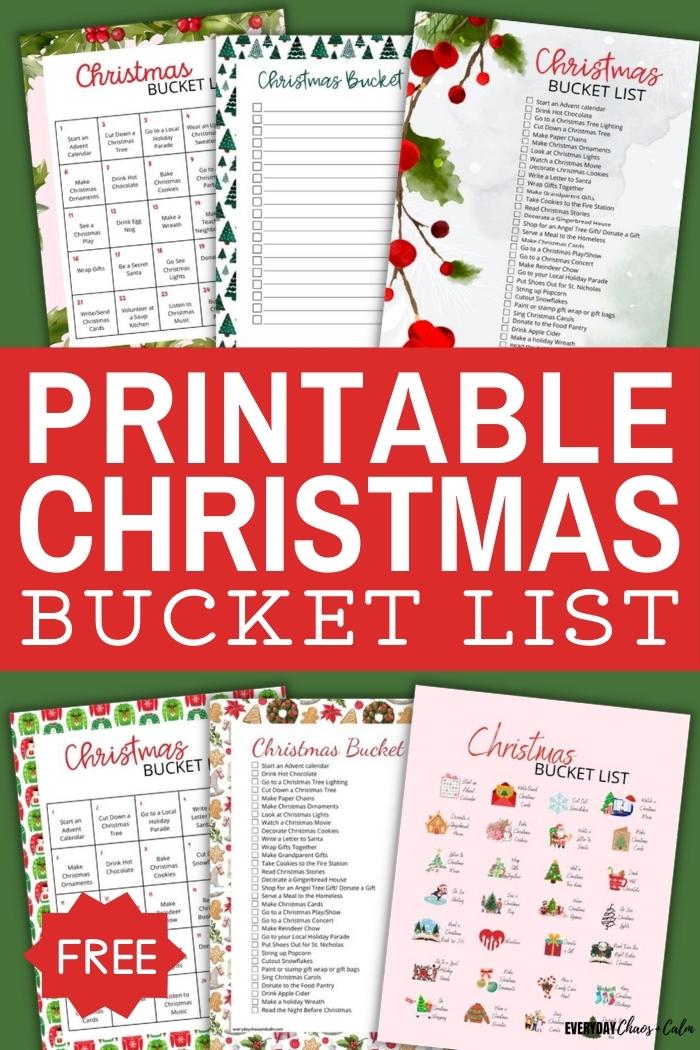 printable christmas bucket list with example pages