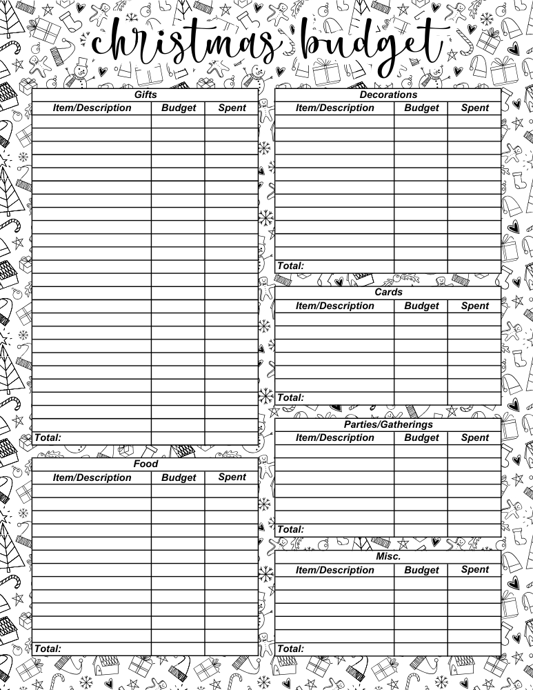 printable Christmas budget planner, finance PDF, instant download