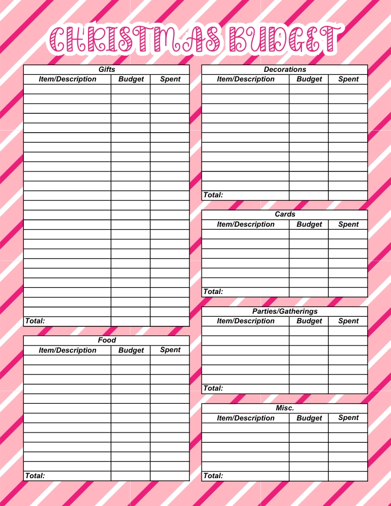 printable Christmas budget planner, finance PDF, instant download