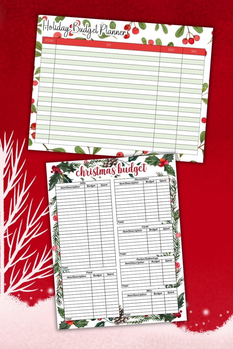 printable Christmas budget Planner