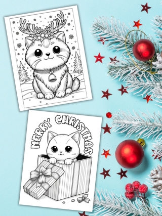 christmas cat coloring pages<br />
