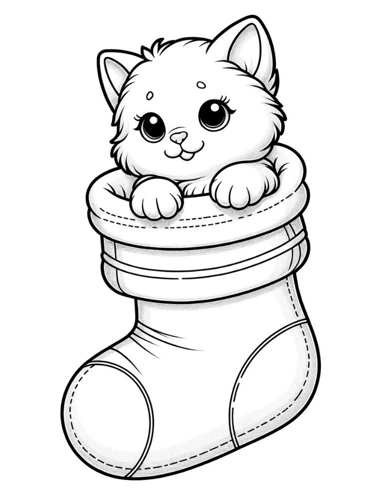 Christmas Cat Coloring Pages Printable