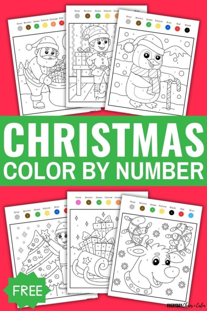 christmas color by number with example pages