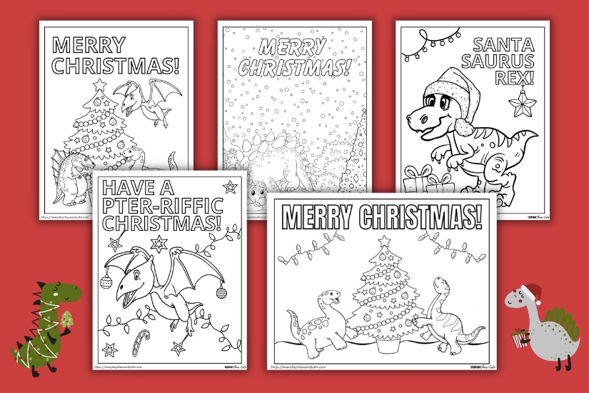 christmas dinosaur coloring page example pages