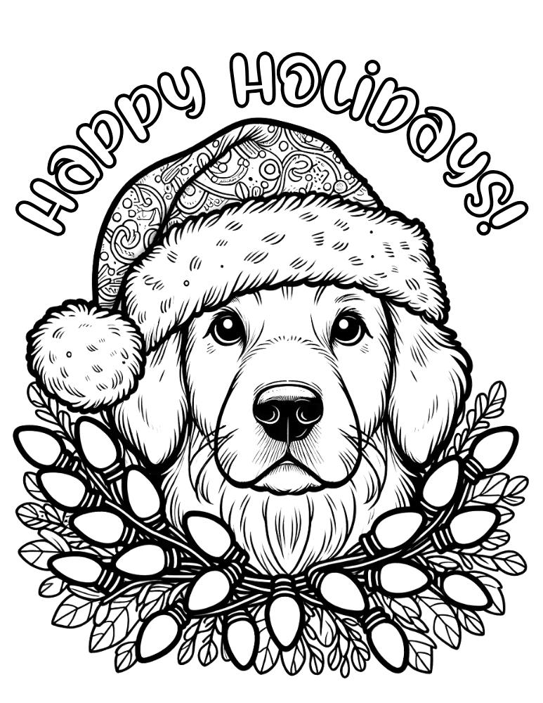 Cute Christmas Dog Coloring Pages