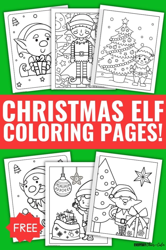 christmas elf coloring pages with examples