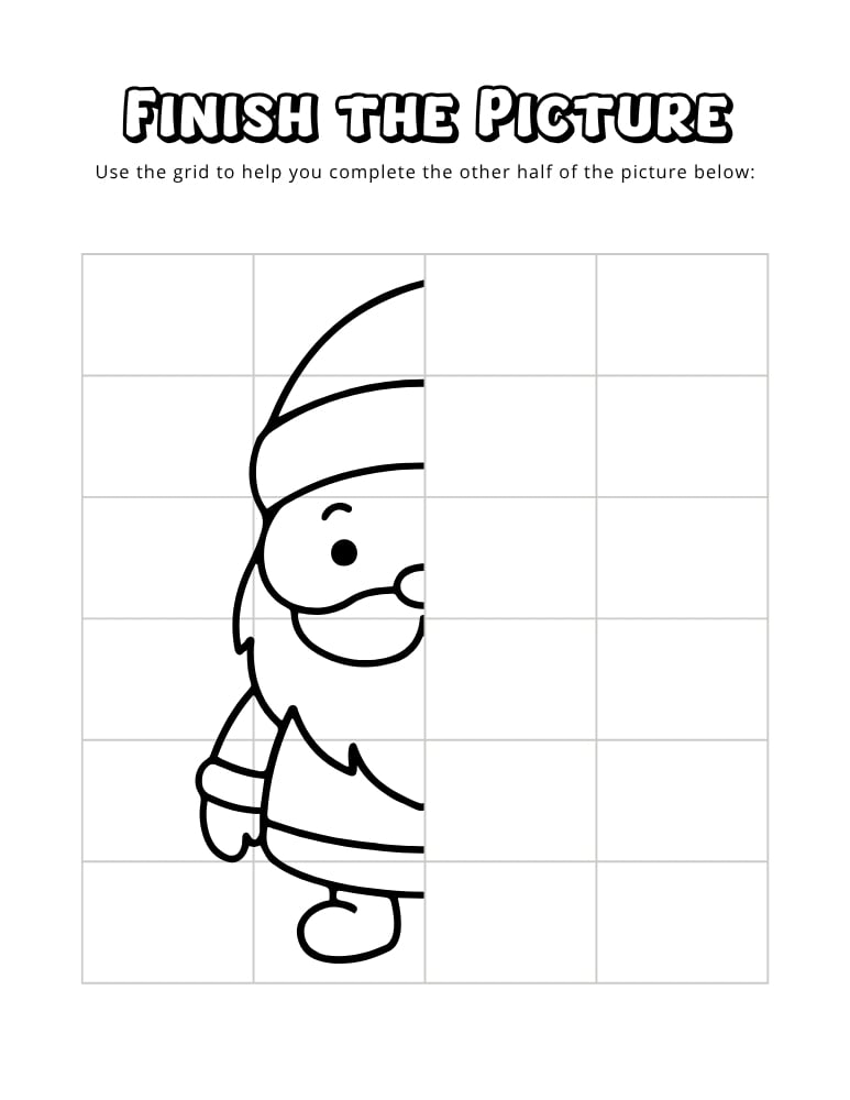 christmas finish the picture worksheets, education printable, PDF, instant download, kids
