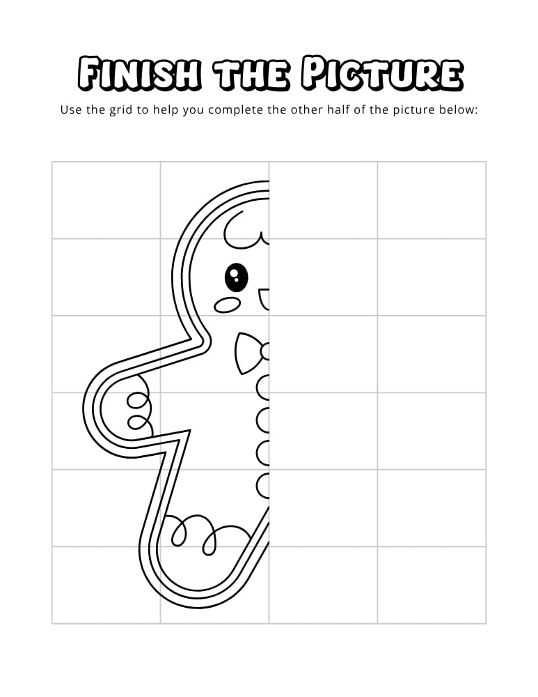 christmas finish the picture worksheets, education printable, PDF, instant download, kids