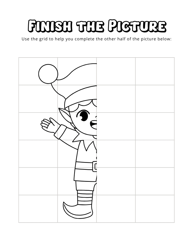 christmas finish the picture worksheets, education printable, PDF, instant download, kids
