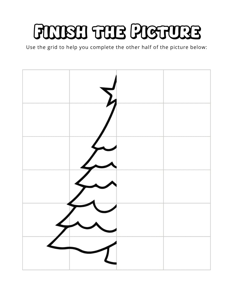 christmas finish the picture worksheets, education printable, PDF, instant download, kids