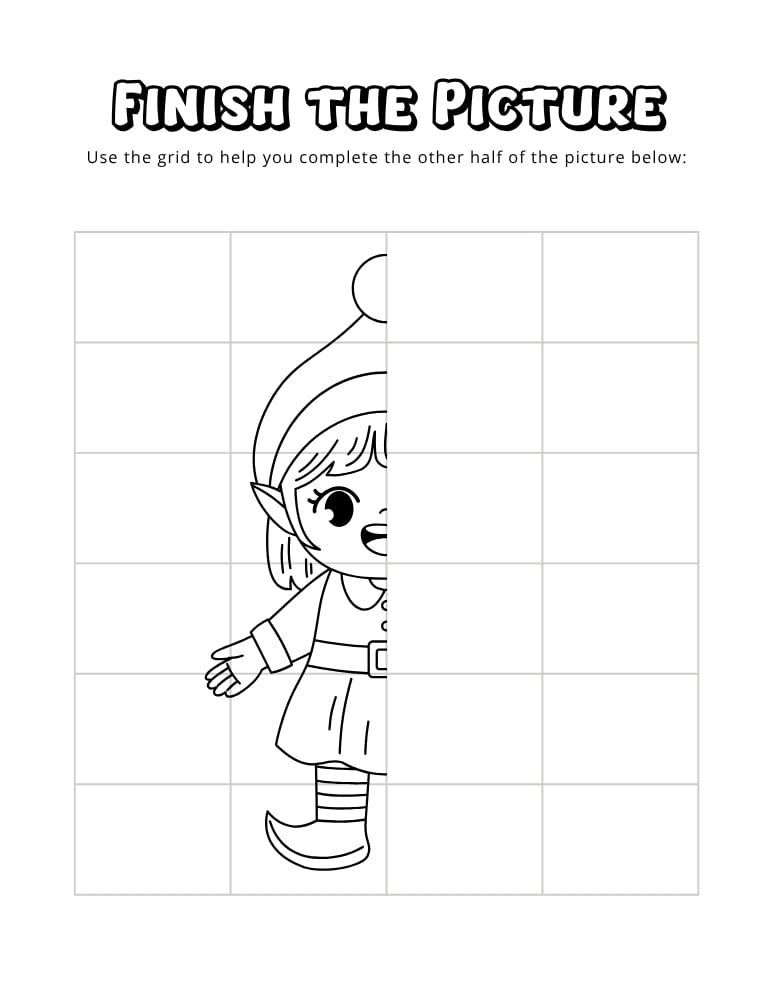 christmas finish the picture worksheets, education printable, PDF, instant download, kids