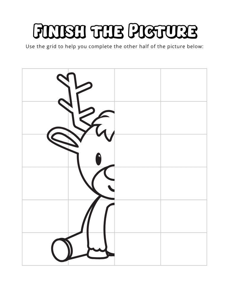 christmas finish the picture worksheets, education printable, PDF, instant download, kids