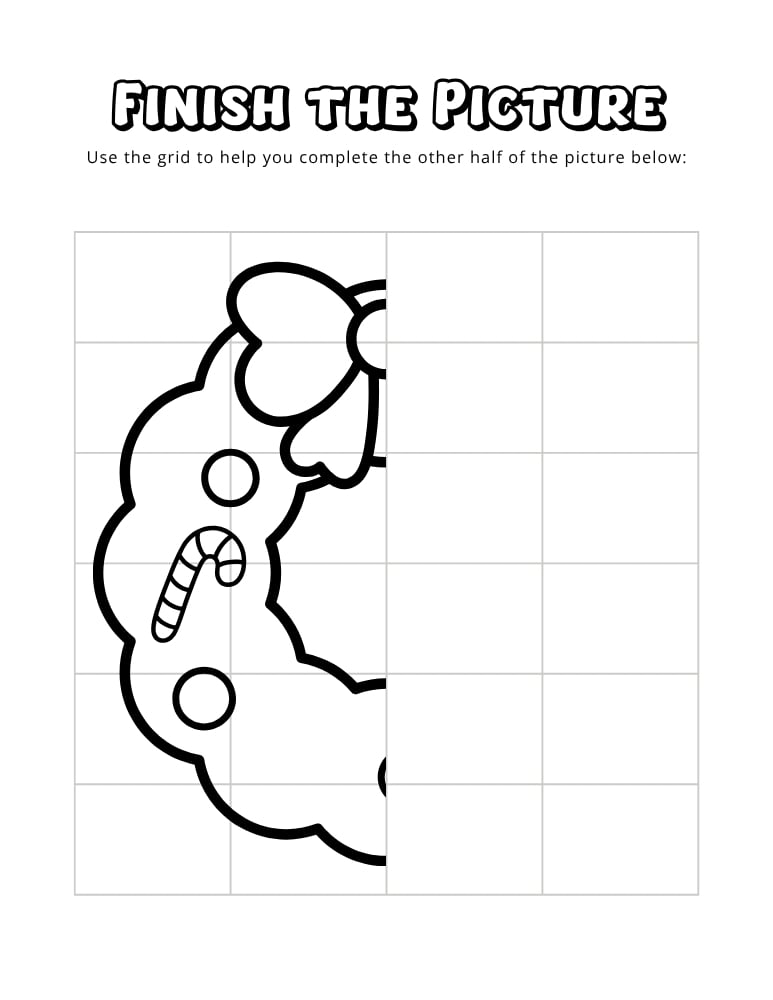 christmas finish the picture worksheets, education printable, PDF, instant download, kids