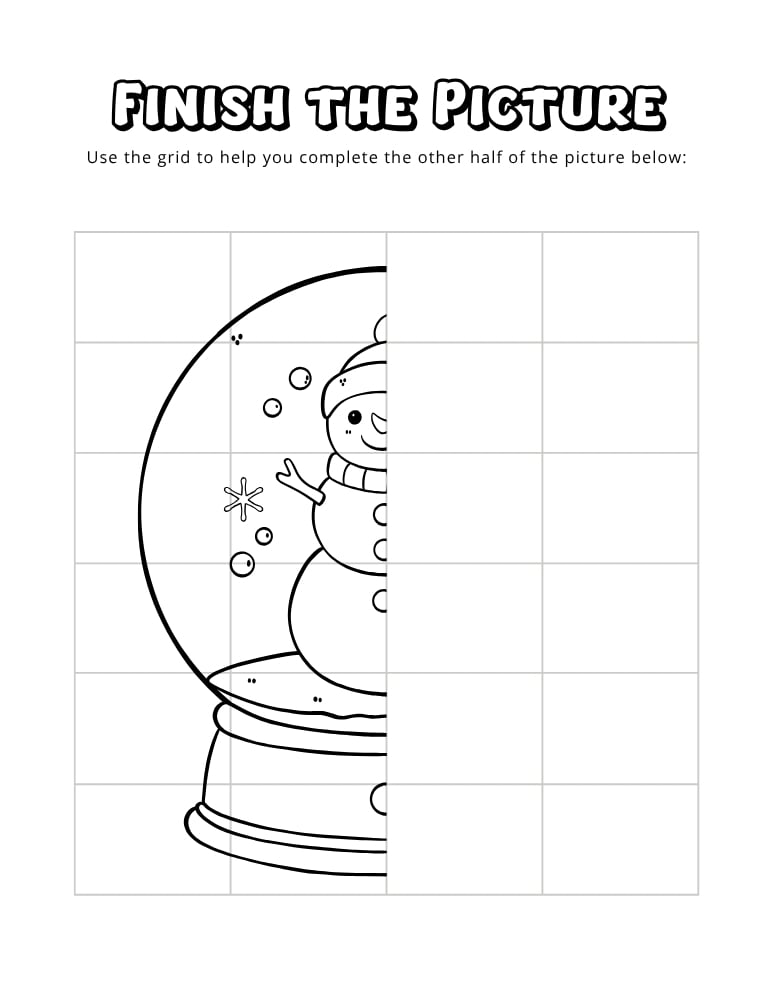 christmas finish the picture worksheets, education printable, PDF, instant download, kids