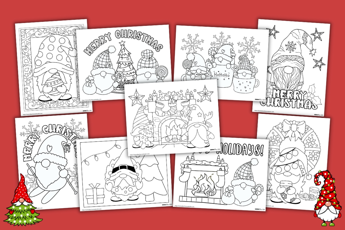christmas gnome coloring pages example pages