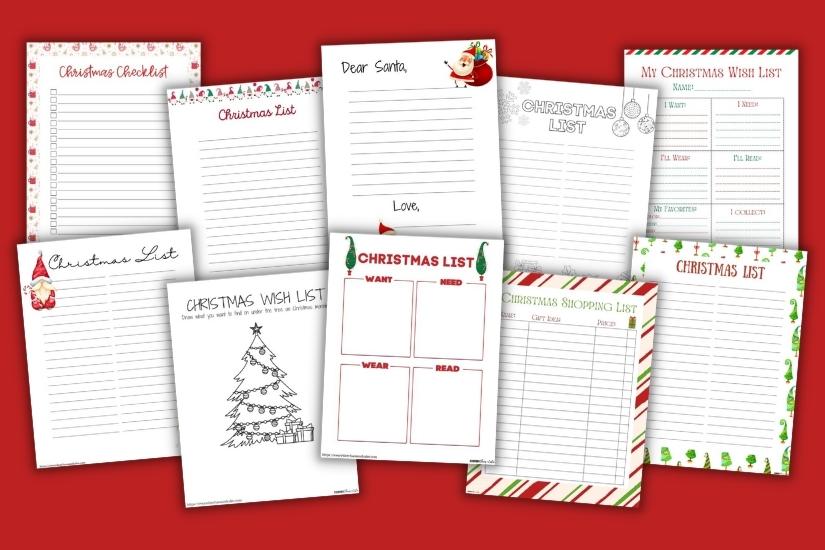 Download All 14 Christmas Lists in One PDF File! Free printable Christmas lists for kids and adults, pdf, holidays, print, download.
