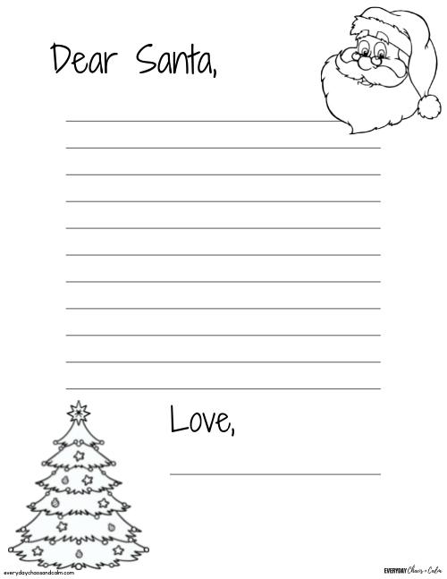Letter to Santa Template for Kids to Color Free printable Christmas lists for kids and adults, pdf, holidays, print, download.