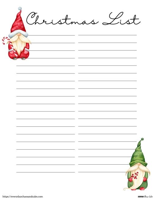 Printable Christmas Lists 25 FREE Printables Printabulls 45 OFF