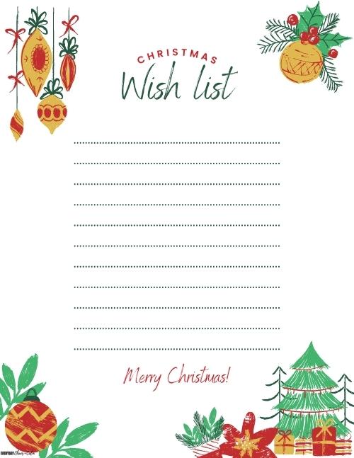 Printable Christmas Wish List Free printable Christmas lists for kids and adults, pdf, holidays, print, download.