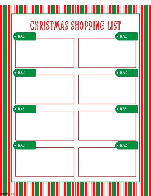 christmas gift list printable
