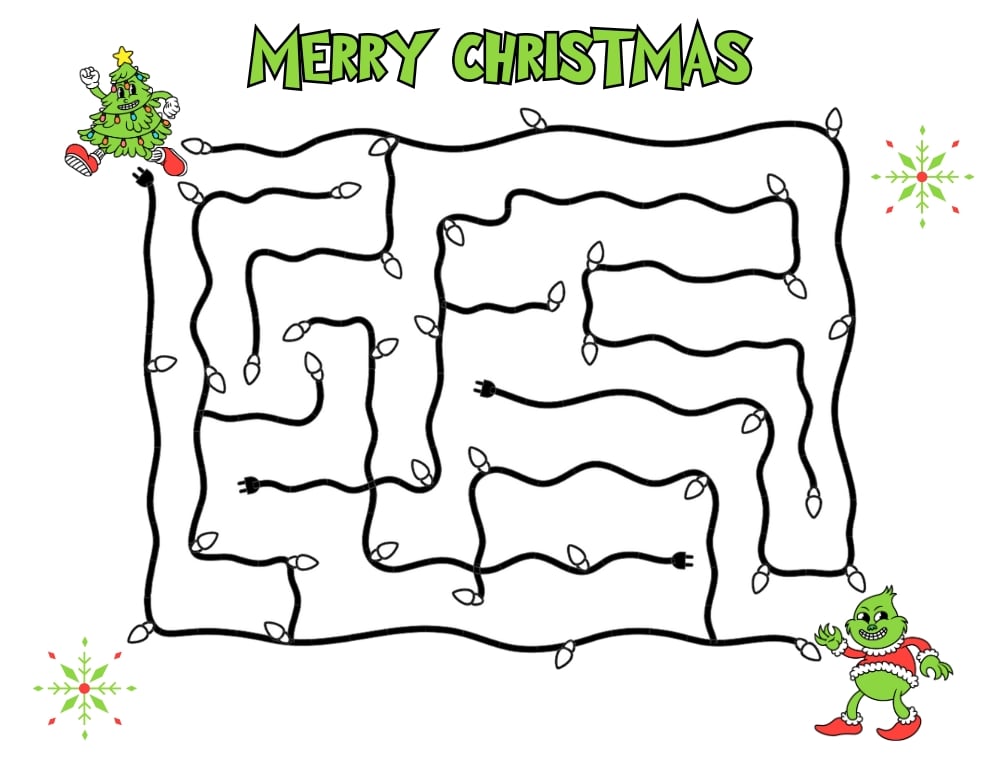 Christmas mazes, education printable, PDF, instant download, kids