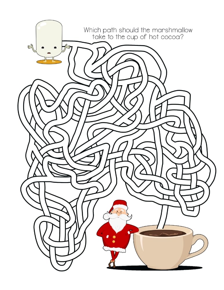 Christmas mazes, education printable, PDF, instant download, kids
