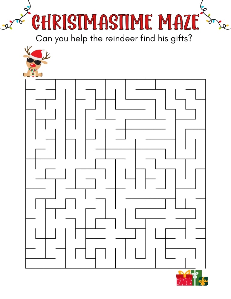 Christmas mazes, education printable, PDF, instant download, kids
