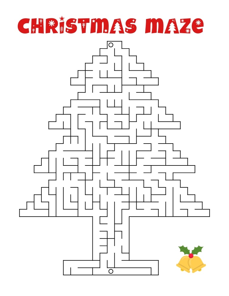 Christmas mazes, education printable, PDF, instant download, kids