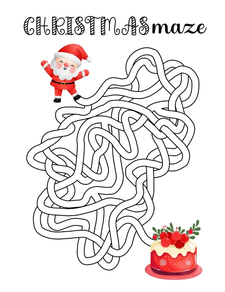 Christmas mazes, education printable, PDF, instant download, kids