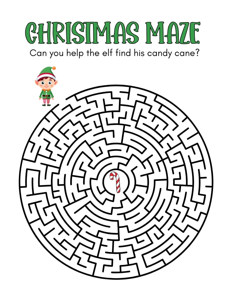 Christmas mazes, education printable, PDF, instant download, kids
