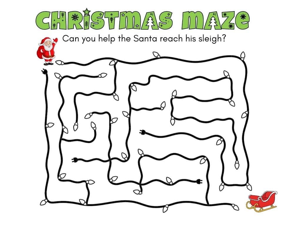 Christmas mazes, education printable, PDF, instant download, kids