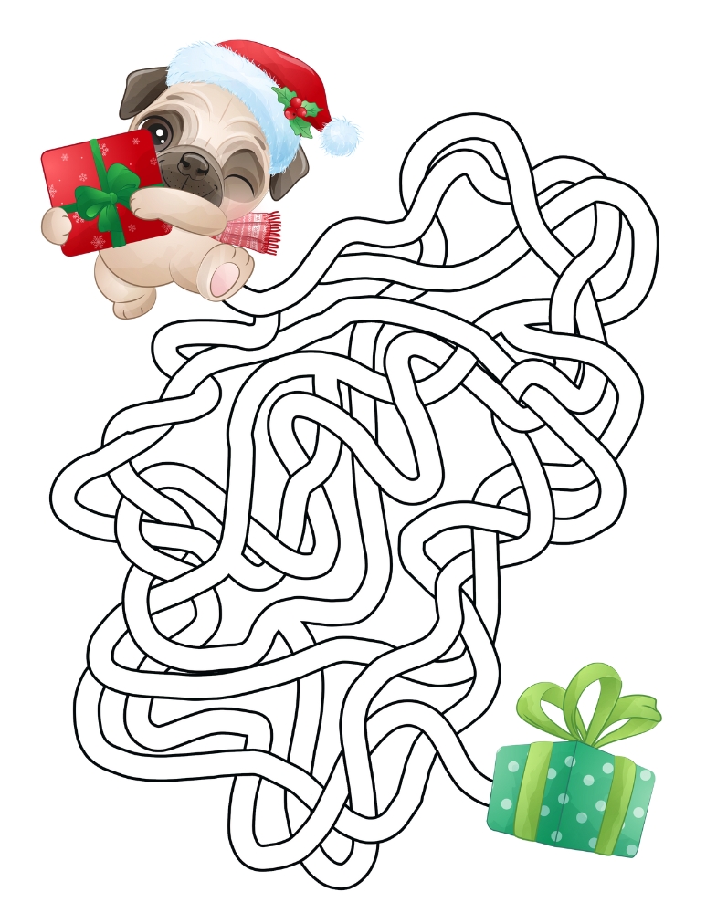 Christmas mazes, education printable, PDF, instant download, kids