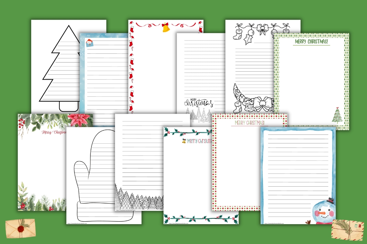 printable christmas stationery example pages 