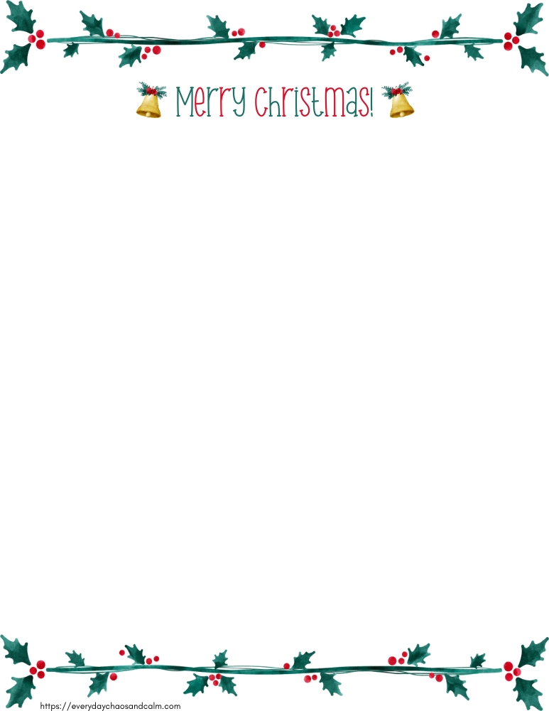printable christmas stationery, christmas writing paper, PDF, instant download, 