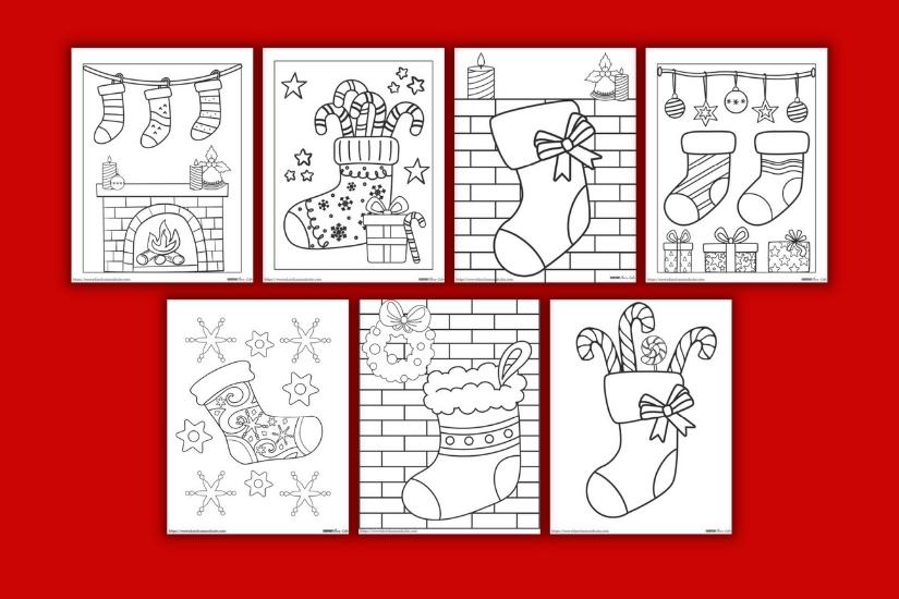 christmas stocking coloring pages examples