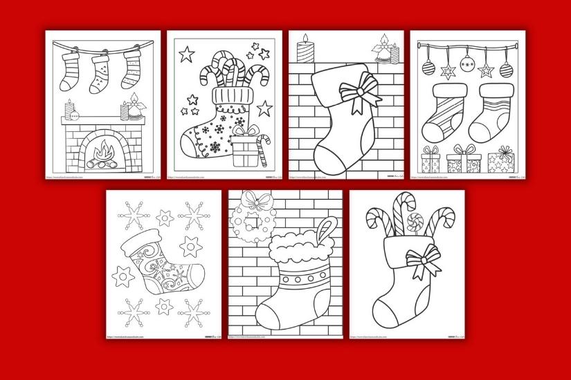 7 Free Christmas Stocking Coloring Pages PDF Download 