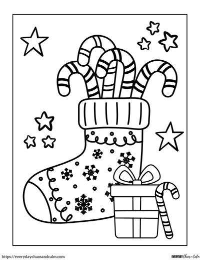 chrsitmas stocking full of candy canes coloring page