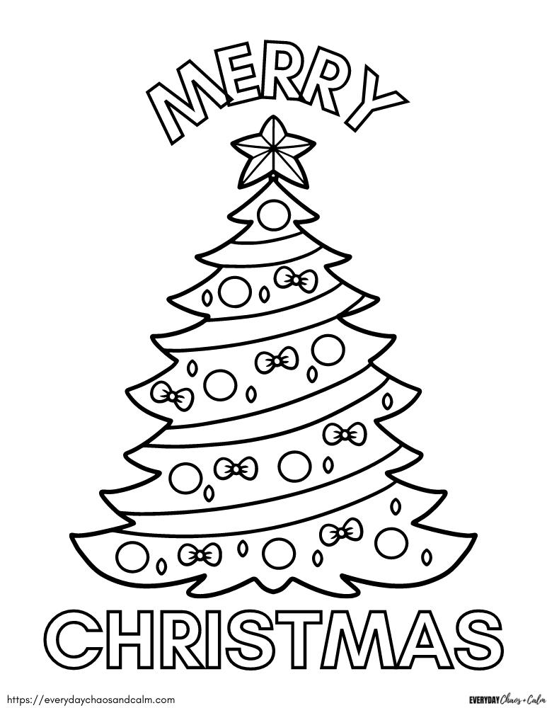 printable Christmas Tree coloring page for kids