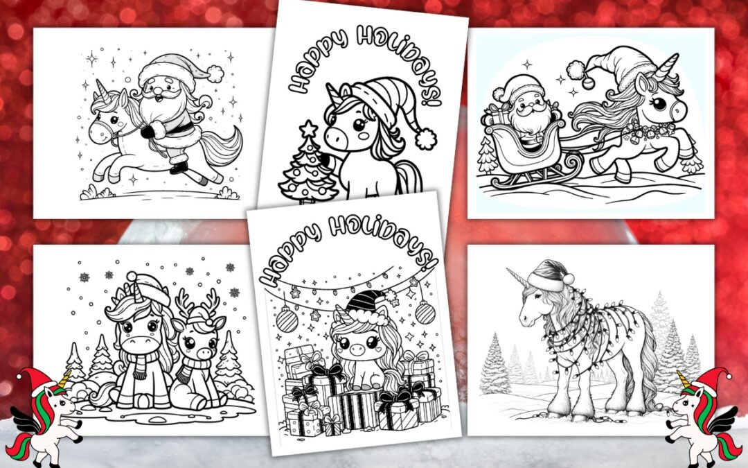 Free Christmas Unicorn Coloring Pages for Kids