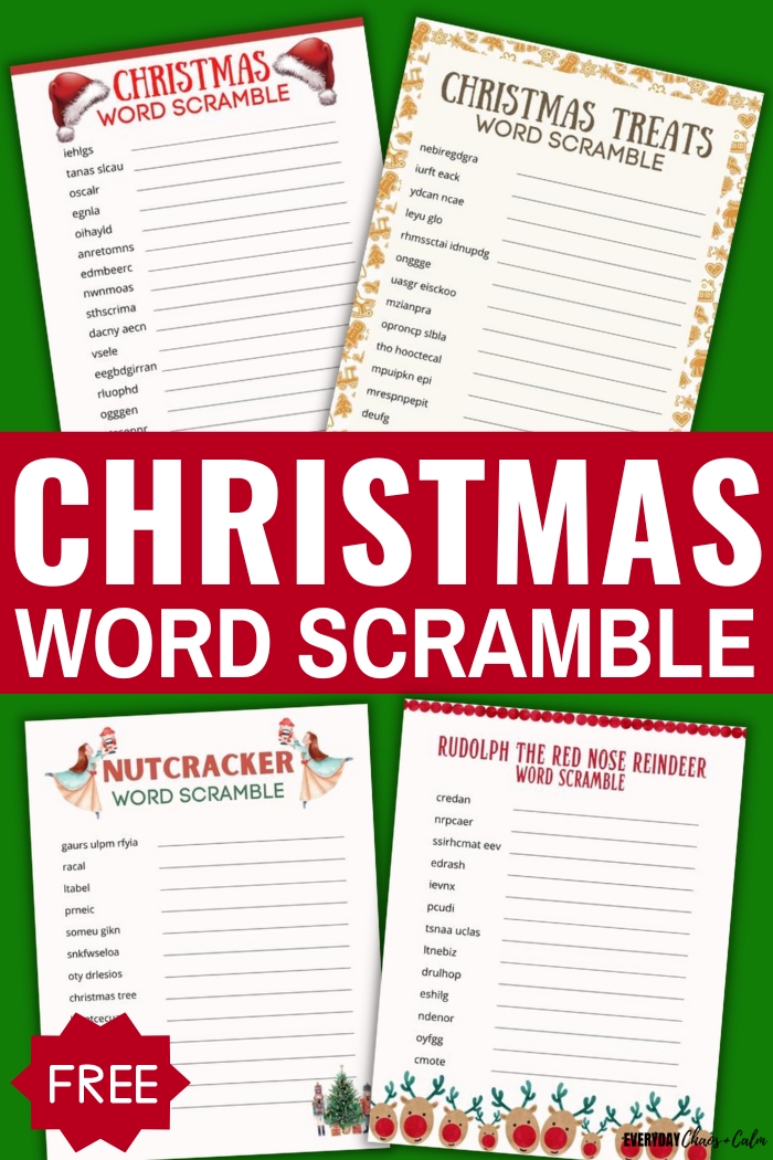 christmas word scramble with example pages