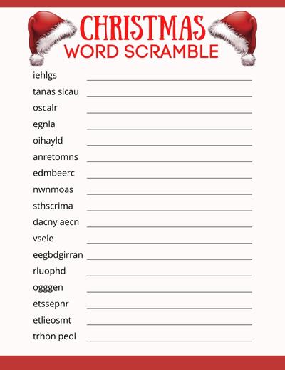 Printable Christmas Word Scramble Puzzle for Kids Free printable Christmas word scramble puzzle, pdf, holidays, print, download.