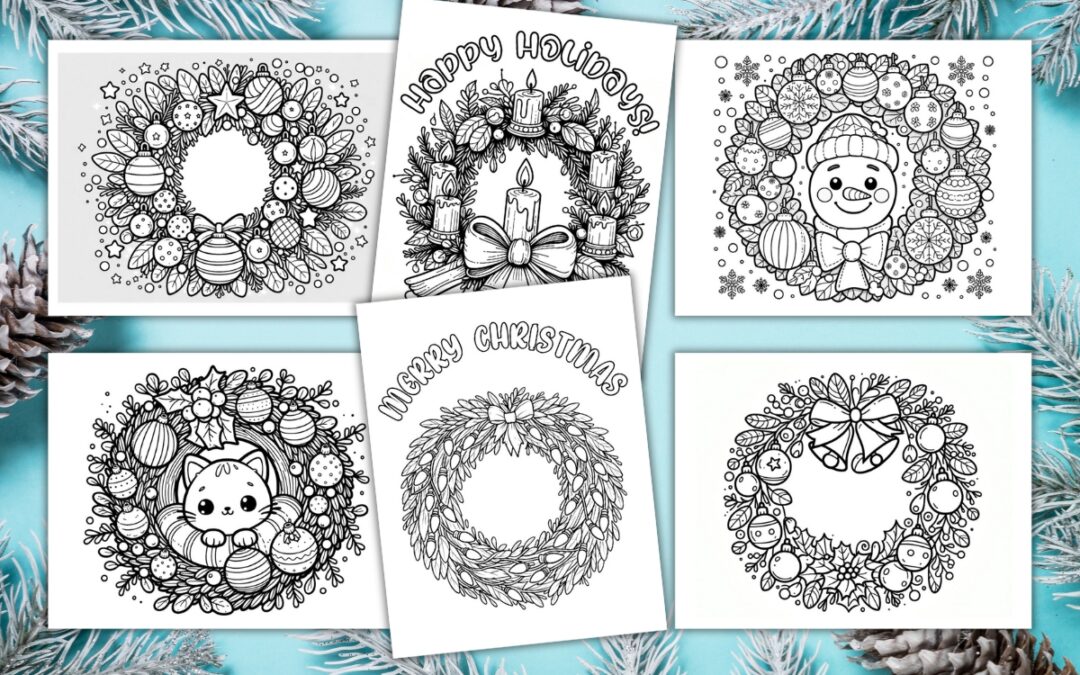 Free Christmas Wreath Coloring Pages for Kids