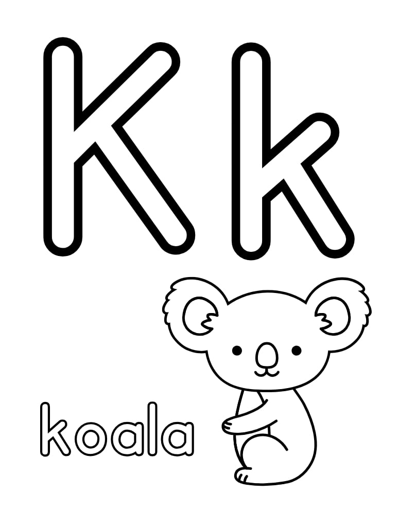letter K coloring alphabet poster, kindergarten letter of the week, classroom wall printable, PDF, instant download