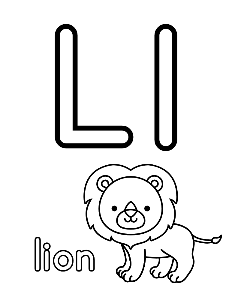 letter L coloring alphabet poster, reading readiness printable, preschool coloring sheet, PDF, instant download
