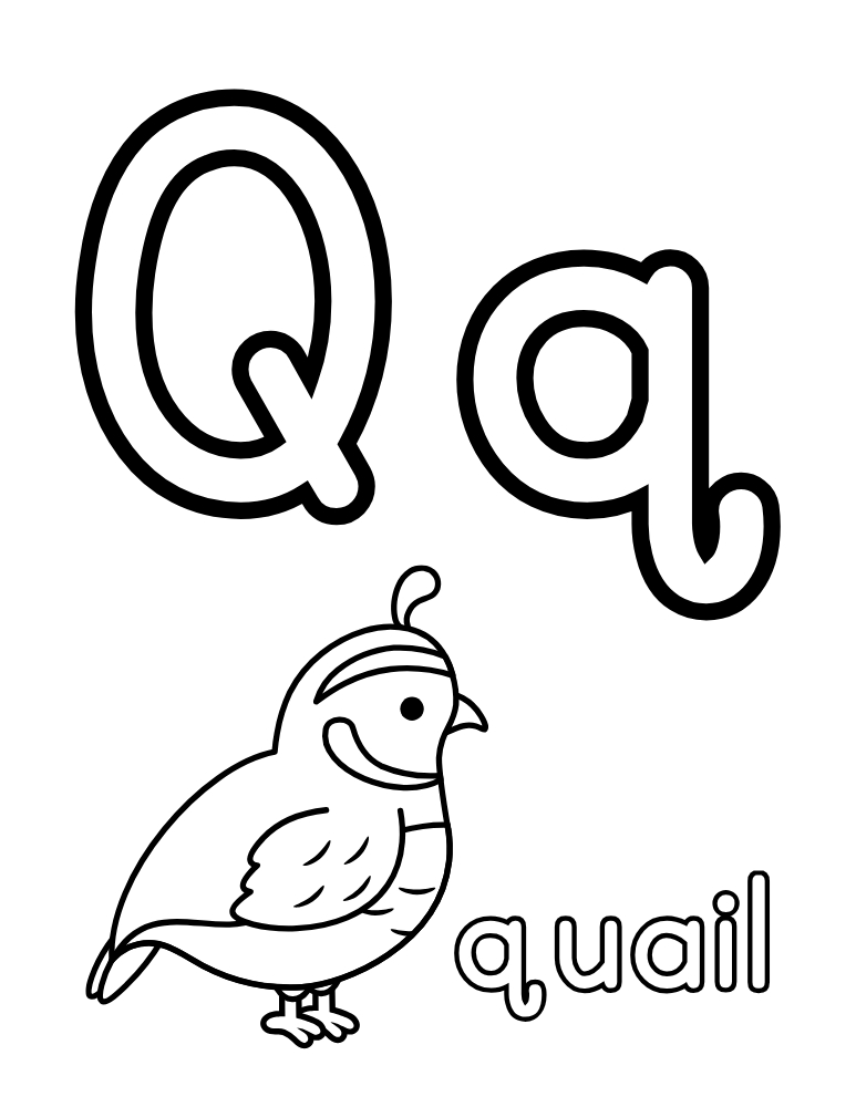 letter Q coloring alphabet poster, preschool spelling resource, creative alphabet art, PDF, instant download