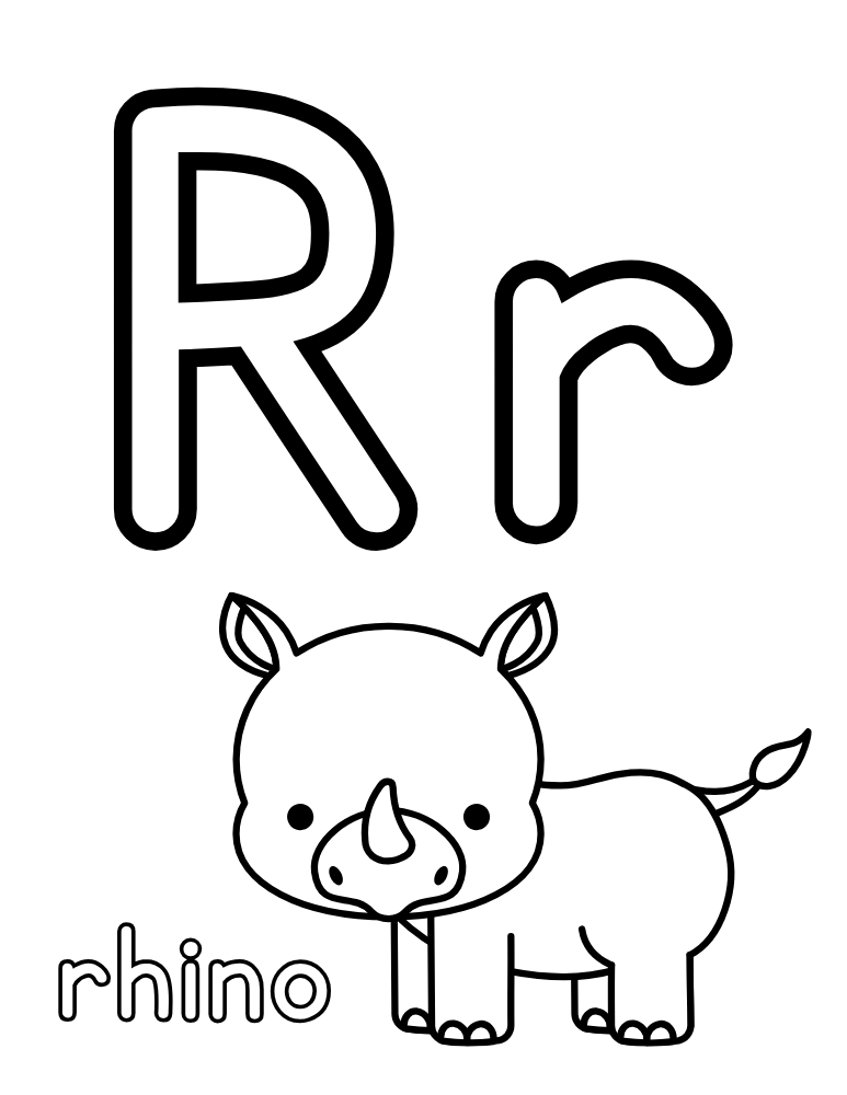 letter R coloring alphabet poster, phonological awareness tracker, homeschool alphabet decor, PDF, instant download