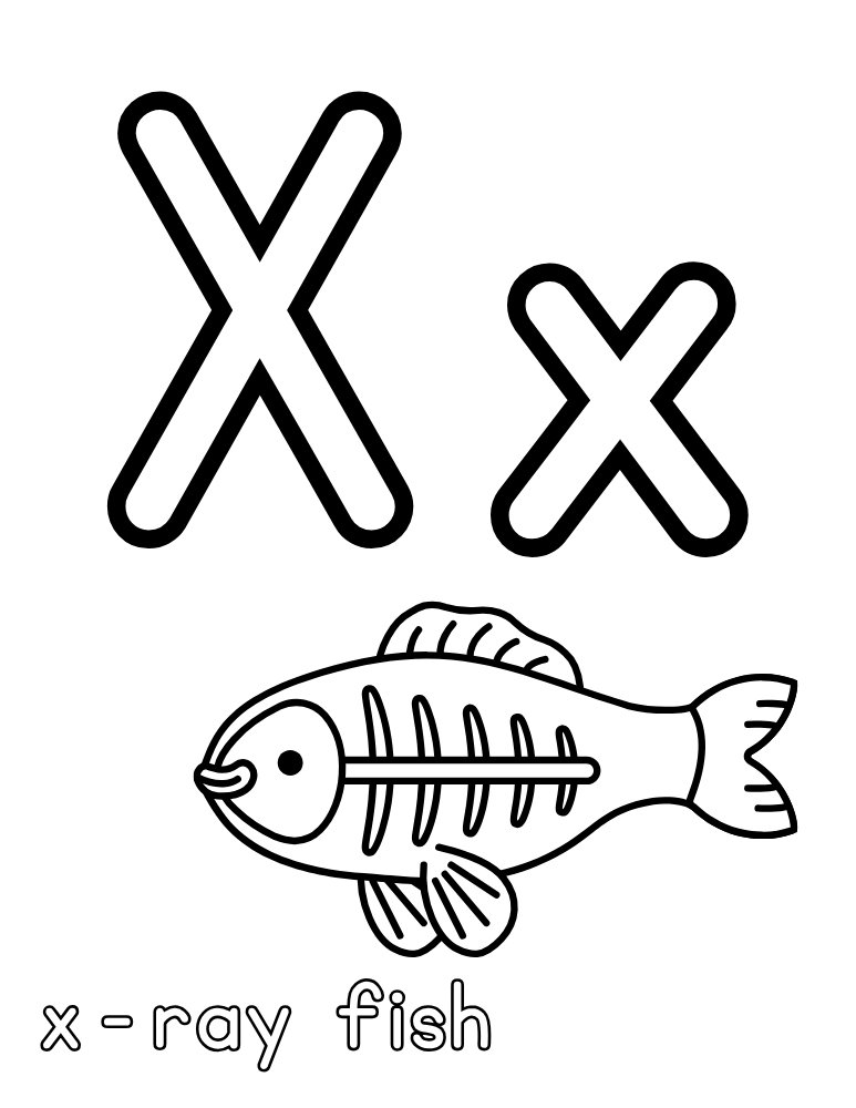 letter X coloring alphabet poster, phonics sound template, homeschool playroom decor, PDF, instant download