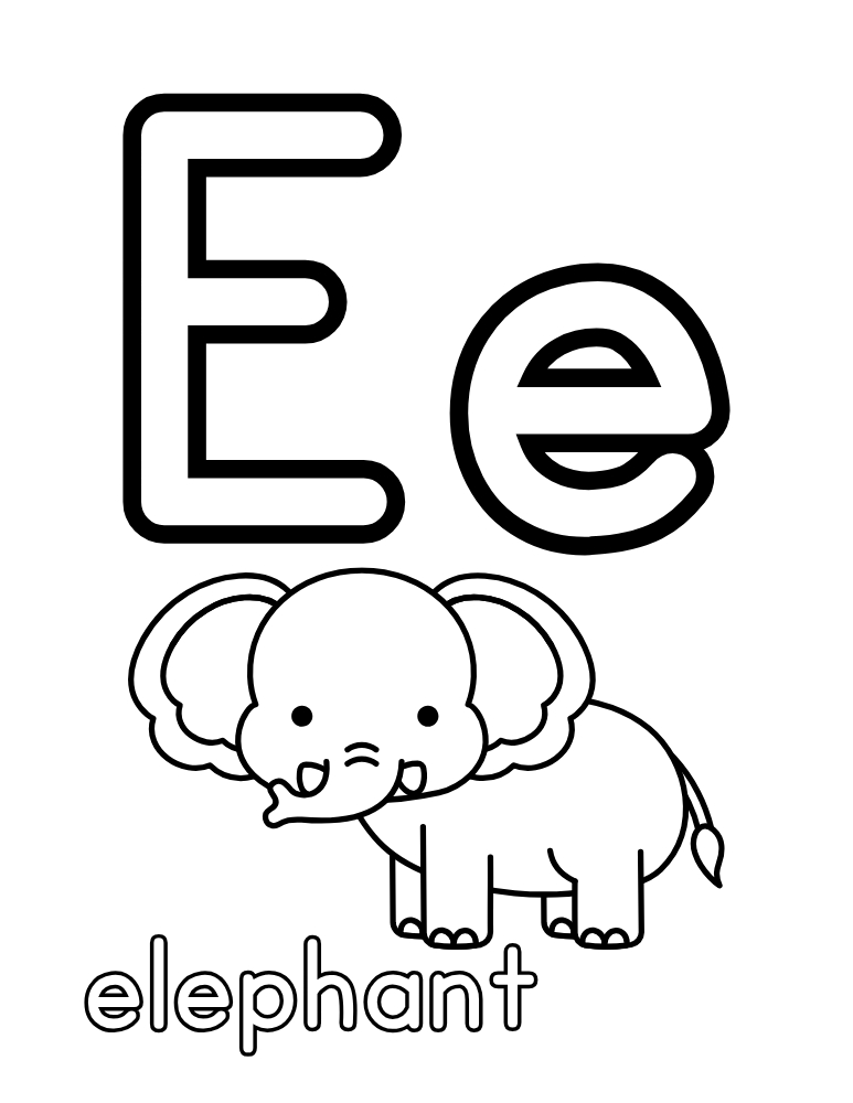 letter E coloring alphabet poster, early childhood education sheet, preschool alphabet wall art, PDF, instant download