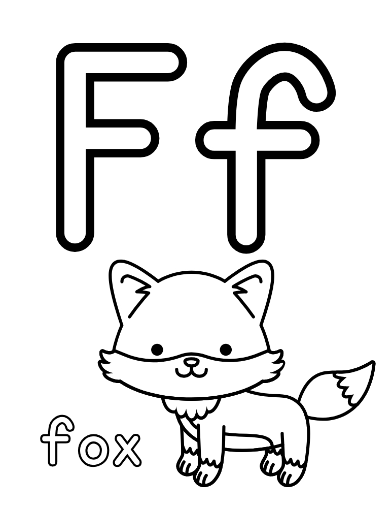 letter F coloring alphabet poster, printable letter activity, cute ABC coloring page, PDF, instant download