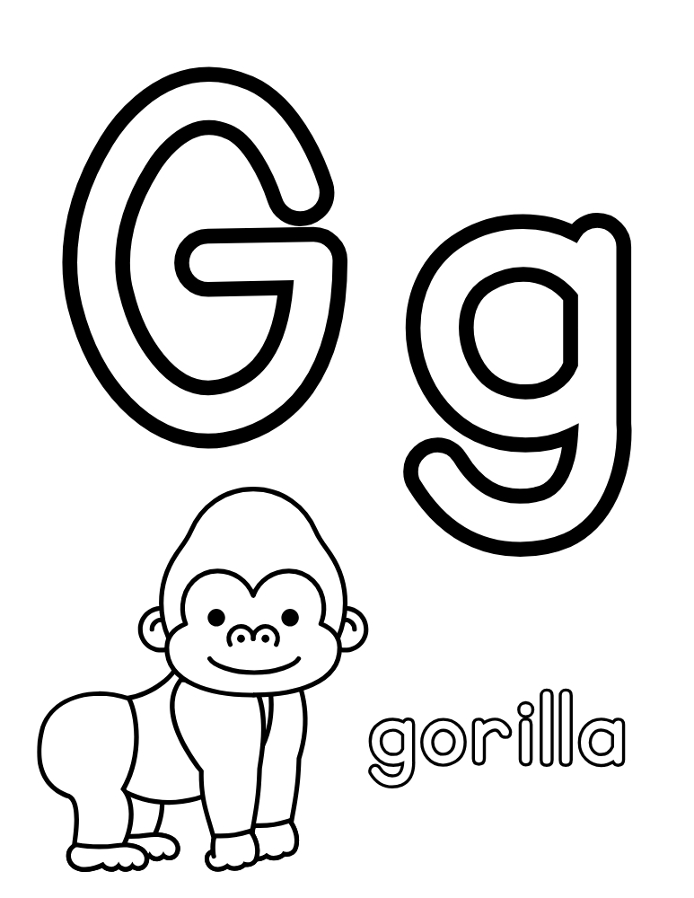 letter G coloring alphabet poster, classroom letter tracking, early reading printable, PDF, instant download